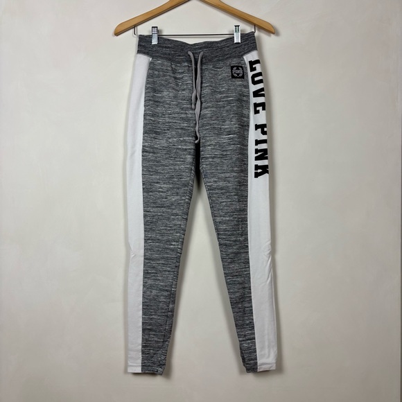 Victoria's Secret Pants - Victoria's Secret Pink Jogger Sweatpants XS Gray White Logo Loungewear Casual